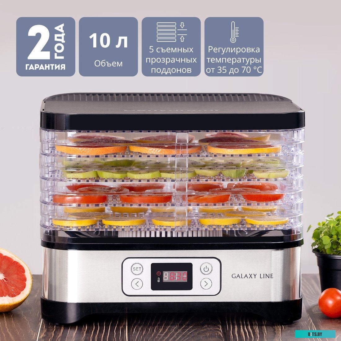 LINE GL2640 Сушилка для овощей и фруктов 500W LINE GL2640 GRAY GALAXY