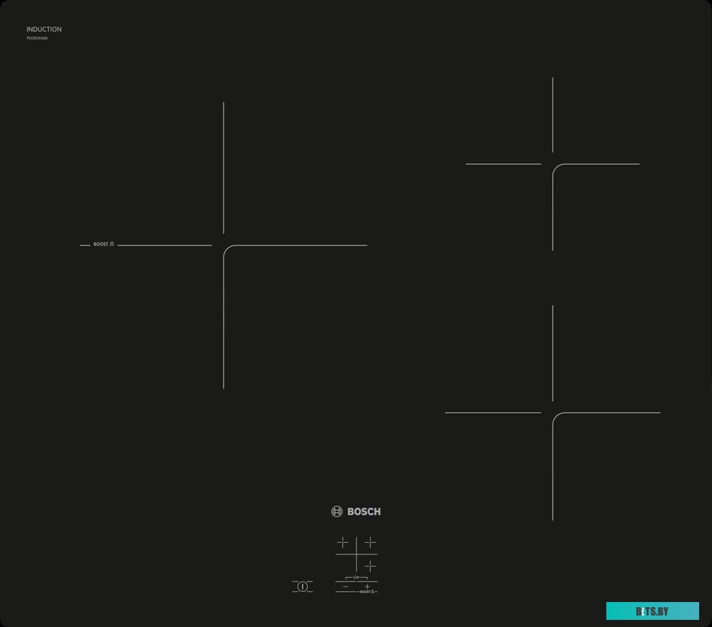 PUC61KAA5E Serie 2, индукционная варочная поверхность, 60 см, стеклокерамика, черный, 3 индукционных зоны нагрева, управление TouchSelectBasic, распоз