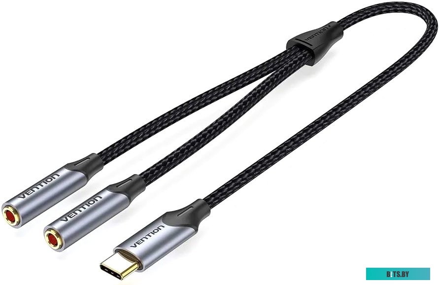 BGPHY Переходник-разветвитель Vention гибкий USB-C M/Jack 3.5 mm F x 2 (Аудио+Микрофон) - 0.3м