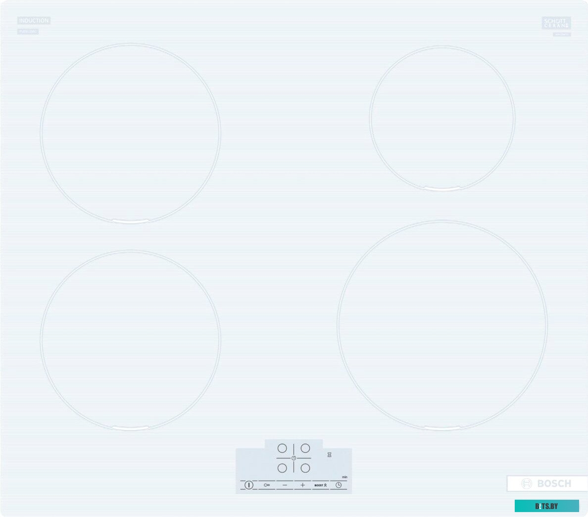 PUE612BB1J Индукционная,  !! 60 см, индукция,сенсорное управление, белый