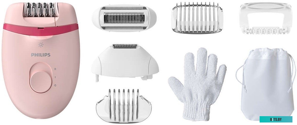 BRE285/00 Эпилятор Philips BRE285/00 скор.:2 насад.:5 от электр.сети розовый/розовый