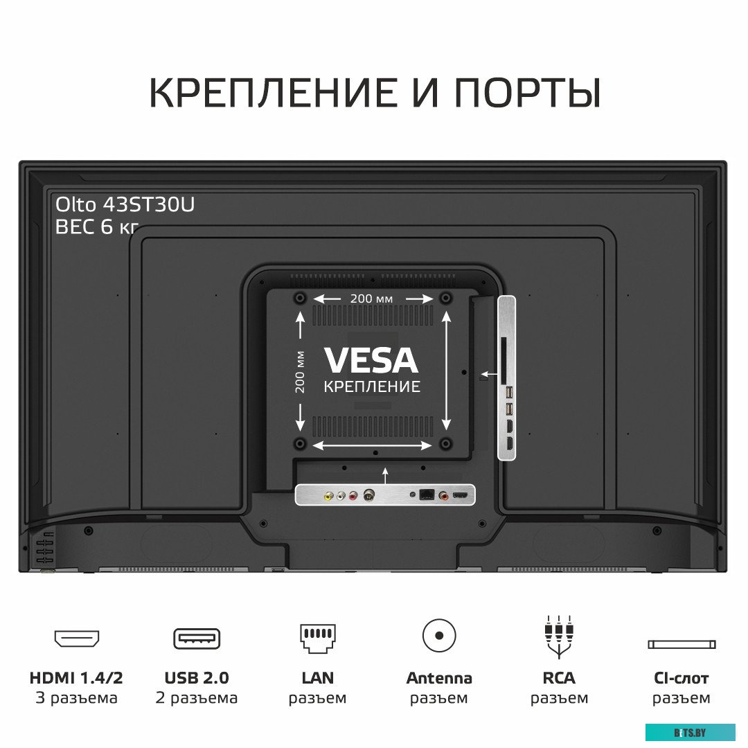 43ST30U 43&quot; Телевизор UHD OLTO 43ST30U AOSP 11 