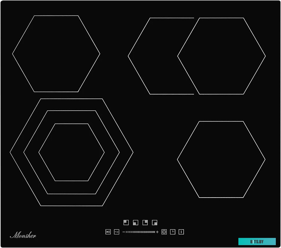 MHE 6019 Встраиваемые электрические панели Monsher/ Независимая стеклокерамическая варочная поверхность,Ширина 60 см, 4 зоны ускоренного нагрева,Элект