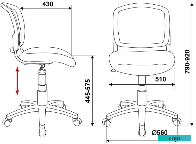 CH-W296NX/26-24 Кресло детское Бюрократ CH-W296NX, на колесиках, сетка/ткань, голубой [ch-w296nx/26-24]