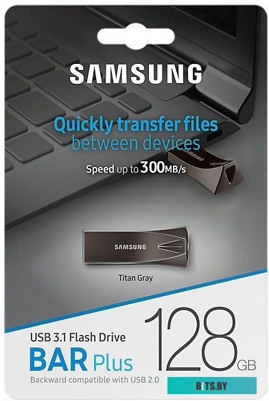 USB накопитель (Флешка) Samsung BAR Plus 128GB (титан) <MUF-128BE4/APC>