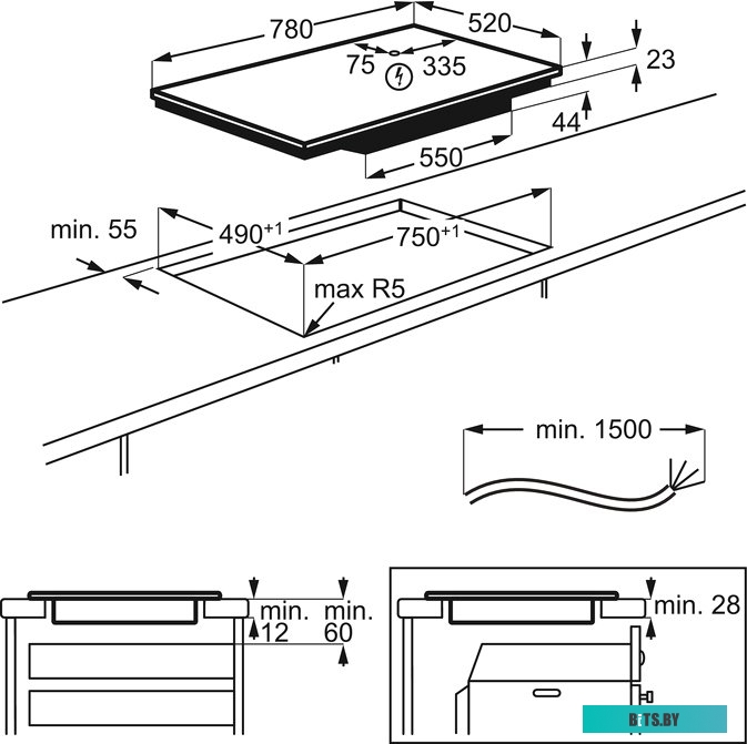 EIP8146 Встраиваемые индукционные панели ELECTROLUX/ индукционная варочная поверхность, цвет: Черный, индивидуальный слайдер для каждой зоны нагрева 9