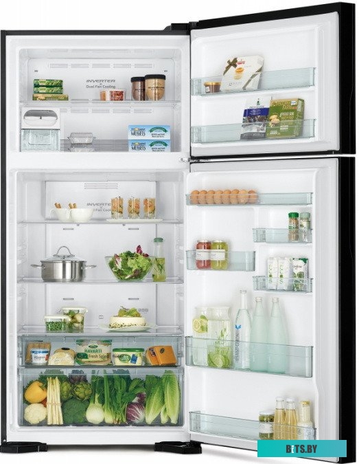 R-VG660PUC7-1 GBK Холодильник Hitachi R-VG660PUC7-1 GBK 2-хкамерн. черный стекло