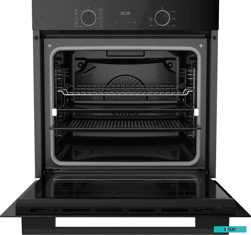 HF 610 B Встраиваемый духовой шкаф/ 60 см, 80 л, High-Tech, А, 10 режимов, телескопические направляющие на 1 уровне, эмаль легкой очистки, черный цвет