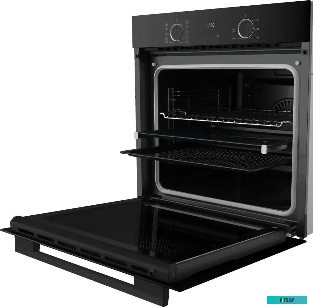 HF 610 B Встраиваемый духовой шкаф/ 60 см, 80 л, High-Tech, А, 10 режимов, телескопические направляющие на 1 уровне, эмаль легкой очистки, черный цвет