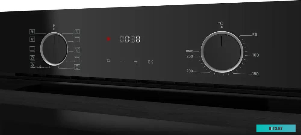 HF 610 B Встраиваемый духовой шкаф/ 60 см, 80 л, High-Tech, А, 10 режимов, телескопические направляющие на 1 уровне, эмаль легкой очистки, черный цвет