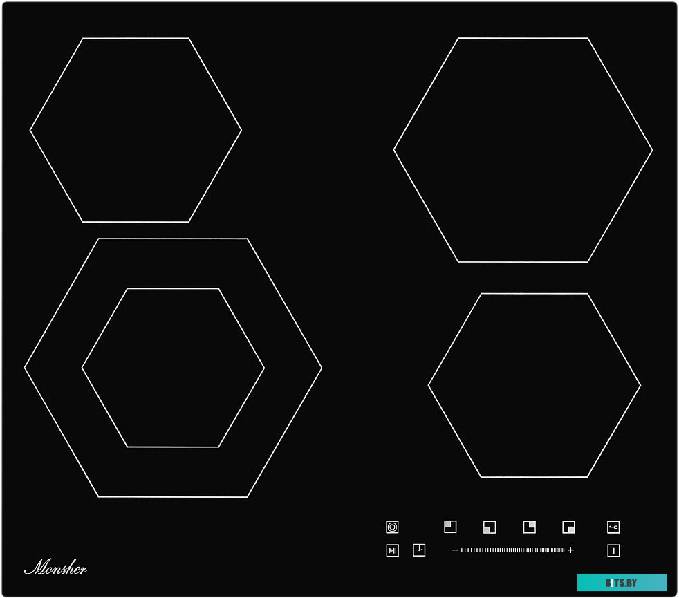 MHE 6012 Встраиваемые электрические панели Monsher/ Независимая стеклокерамическая варочная поверхность,Ширина 60 см, 4 зоны ускоренного нагрева,Элект