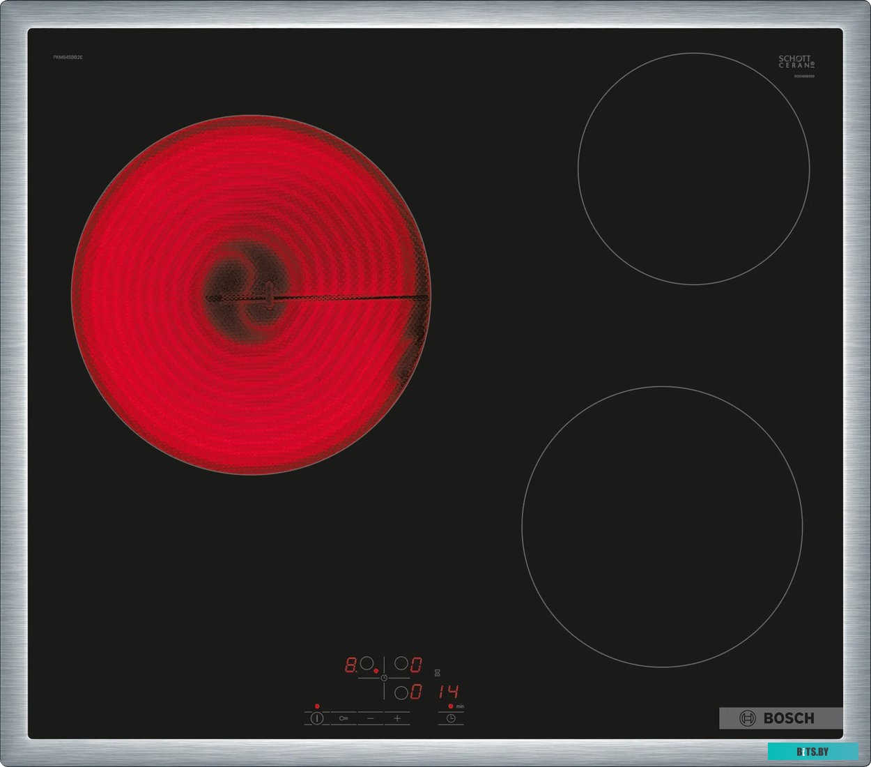 PKM645BB2E 4.8x58.3x51.3, стеклокерамическая поверхность, независимая, рамка-сталь, цвет: черный