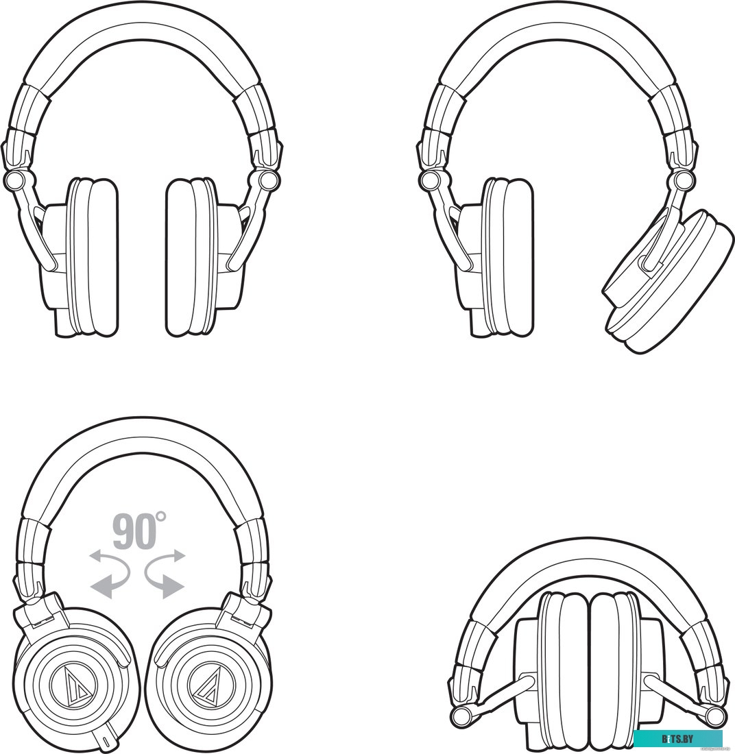 Наушники (Гарнитура) Audio-Technica ATH-M50x (черный)