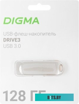 DGFUM128A30SR Флеш Диск Digma 128Gb DRIVE3 DGFUM128A30SR USB3.0 серебристый