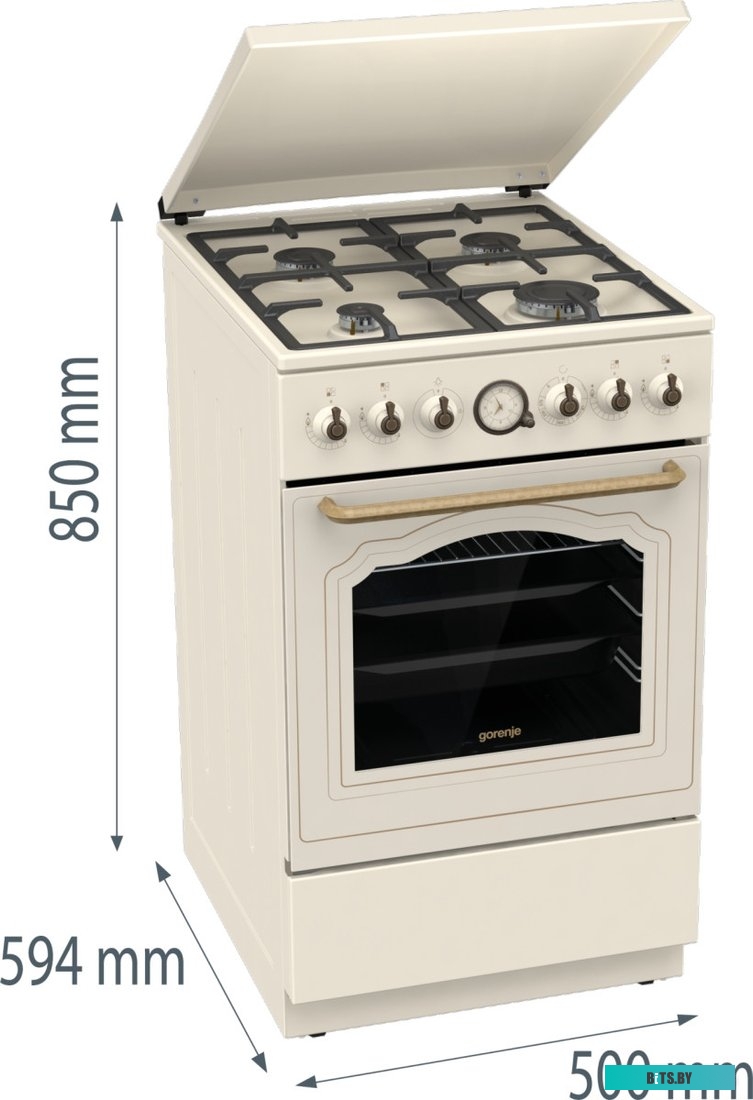 GGI5BCLI Плита Газовая Gorenje GGI5BCLI бежевый (металлическая крышка) реш.чугун