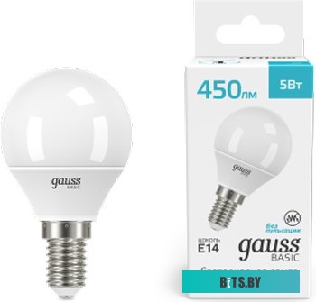 10531252T Упаковка ламп LED GAUSS E14,  шар, 5.5Вт, 10531252T, 3 шт.
