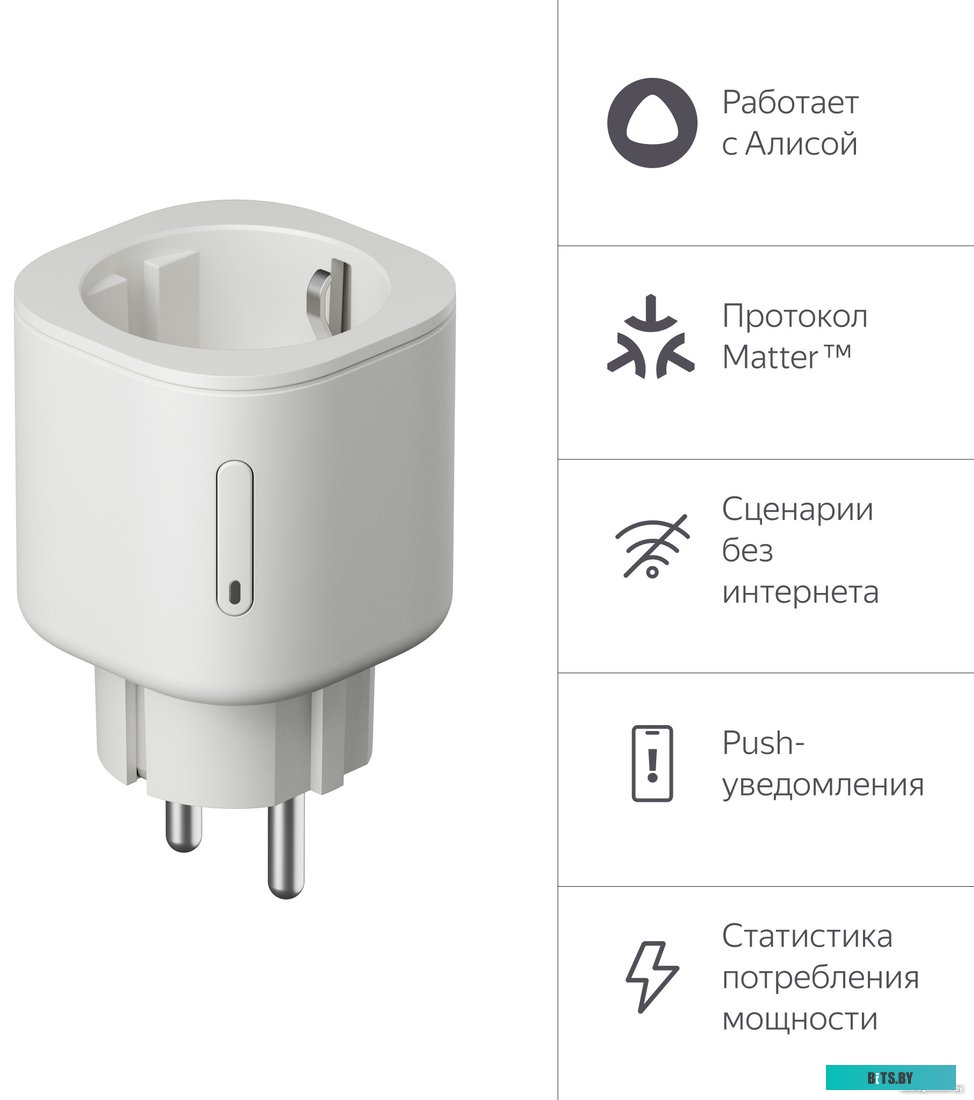Умная розетка ЯНДЕКС Matter EU Wi-Fi (белый) [yndx-00540wht]