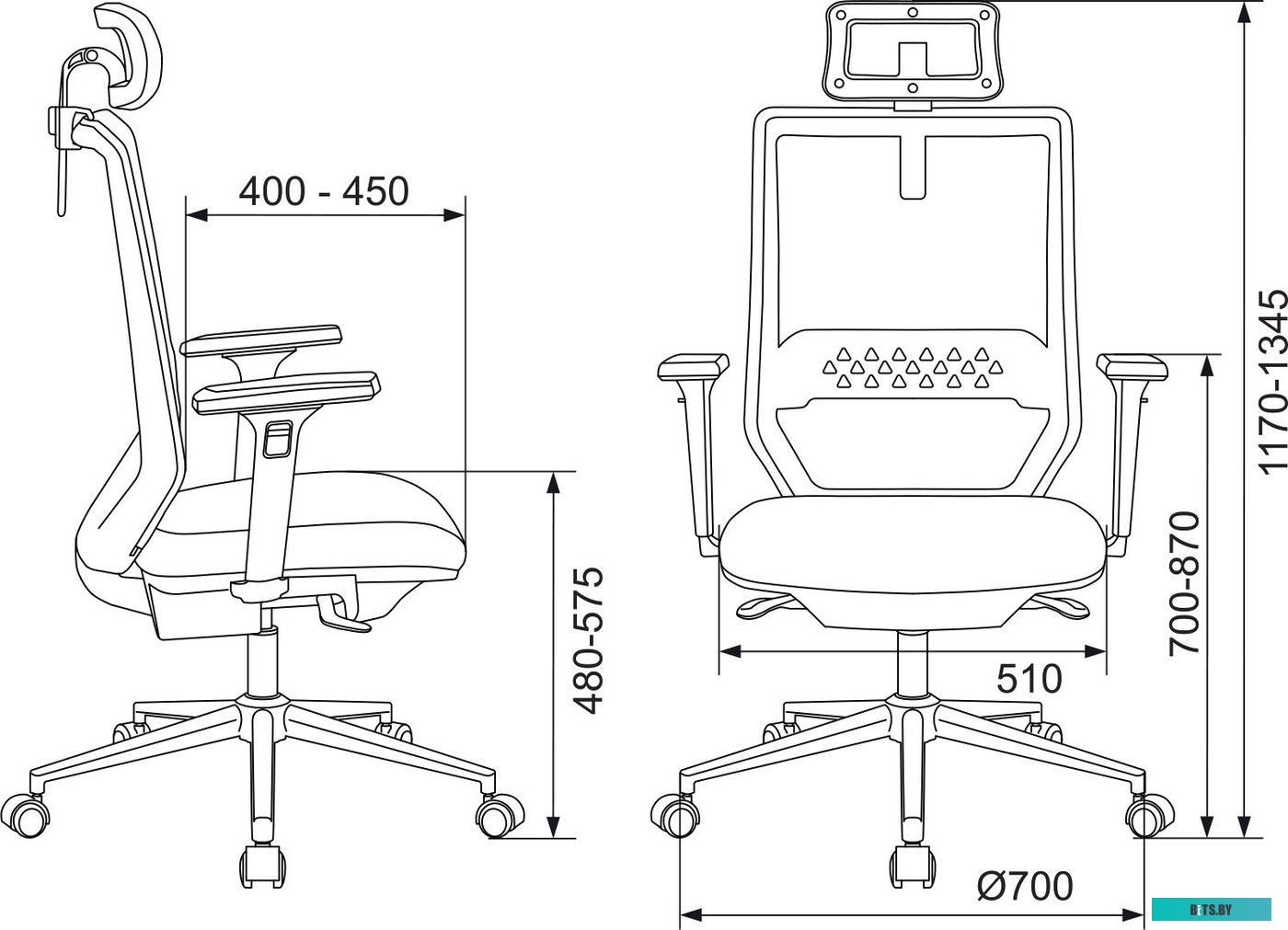 Офисное кресло (Стул) Бюрократ MC-W612N-H (темно-серый) <MC-W612N-H/DG/417G>