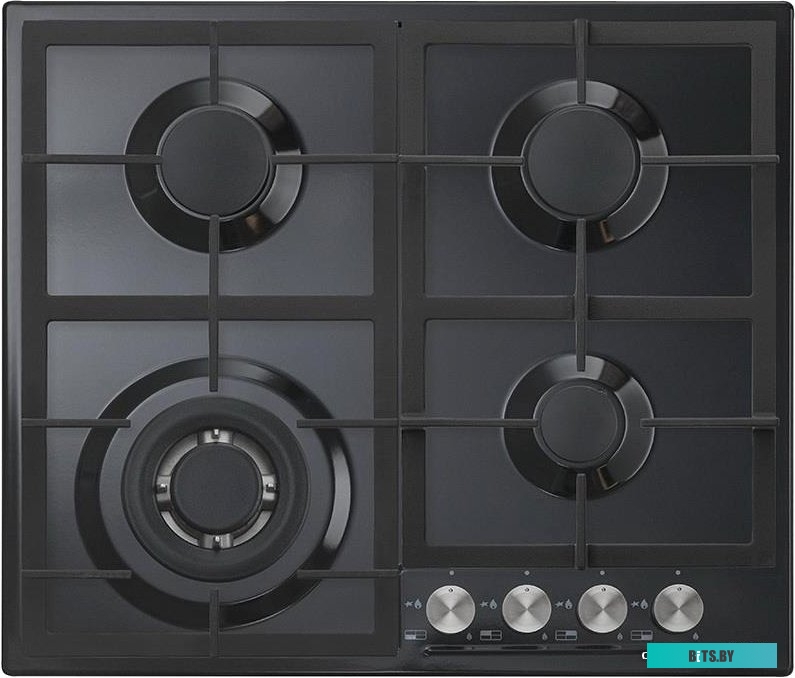 HG 665 CTN Встраиваемая варочная панель/ Газ,  Crystal, 60x51 см, газовая, независимая, электроподжиг, газ-контроль, чугунные решетки, в комплекте - п