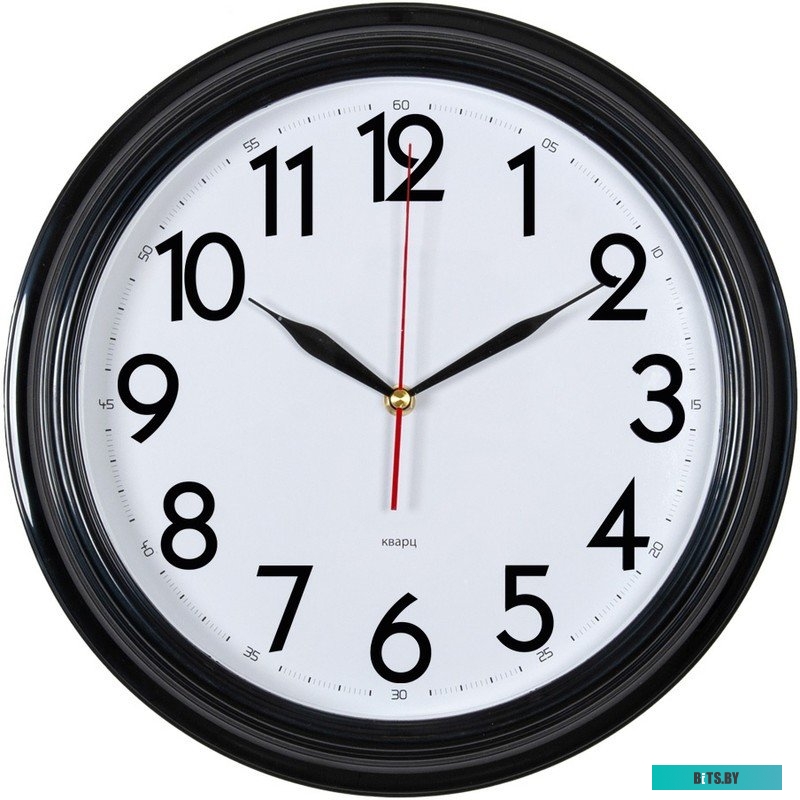 WALLC-R86P35/BLACK Часы настенные аналоговые Бюрократ WALLC-R86P D35см черный/белый