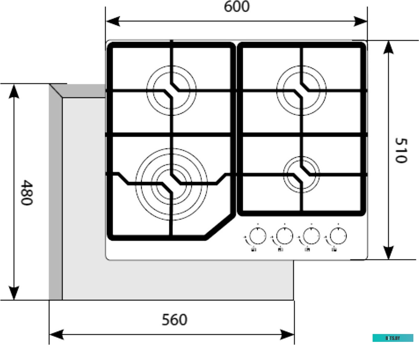 CHAO000176 Газовая варочная поверхность Lex GVG 640-1 BL черный
