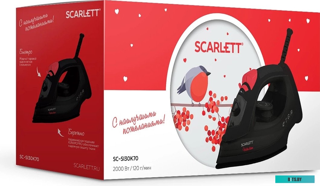SC-SI30K70 Утюг Scarlett SC-SI30K70,  2000Вт,  черный/красный