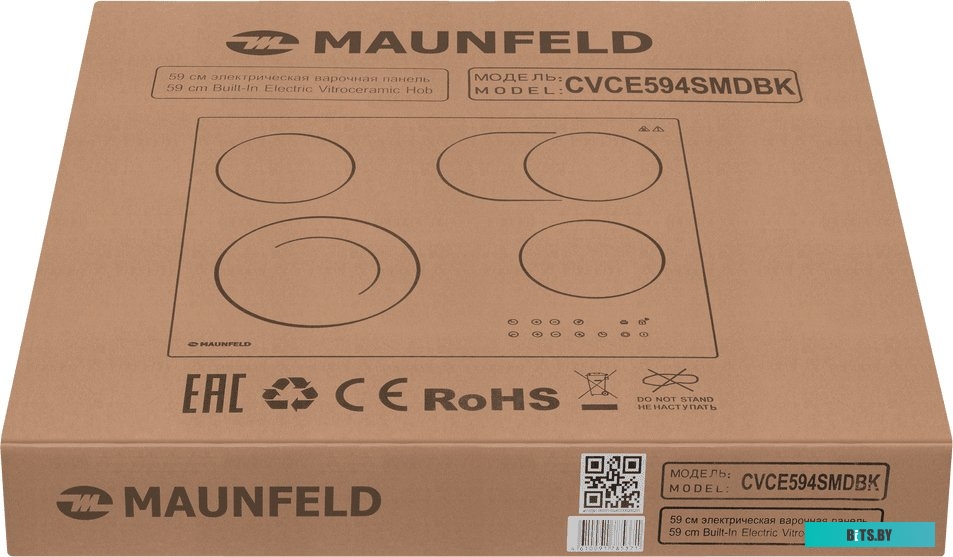 КА-00017389 Электрическая варочная панель MAUNFELD CVCE594BK,  Hi-Light,  независимая,  черный