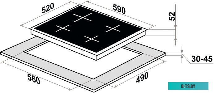 КА-00017389 Электрическая варочная панель MAUNFELD CVCE594BK,  Hi-Light,  независимая,  черный