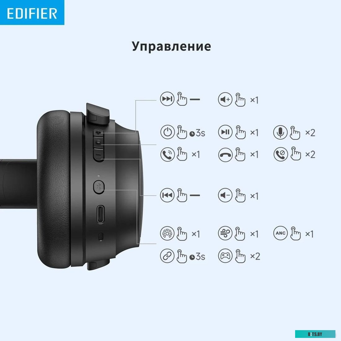 Наушники Edifier WH700NB черный беспроводные bluetooth оголовье