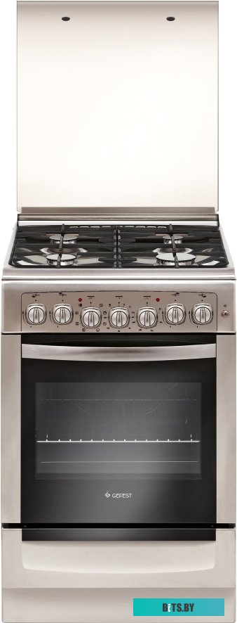 ПГЭ 5102-03 0027 Газовая плита GEFEST ПГЭ 5102-03 0027,  электрическая духовка,  стеклянная крышка,  чугун, нержавеющая сталь