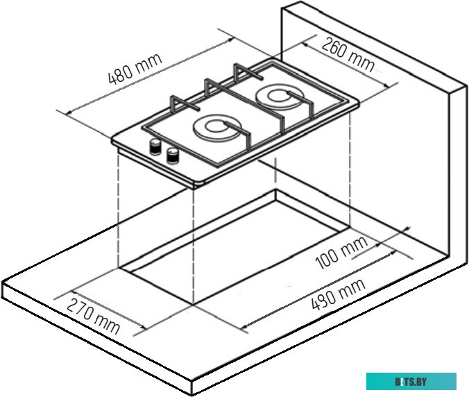 MHG 33 BG Газовая домино MONSHER/ Домино,  Газовая варочная поверхность, закаленное стекло, ширина 30 см, 2 газовые конфорки, 1 конфорка повышенной мо