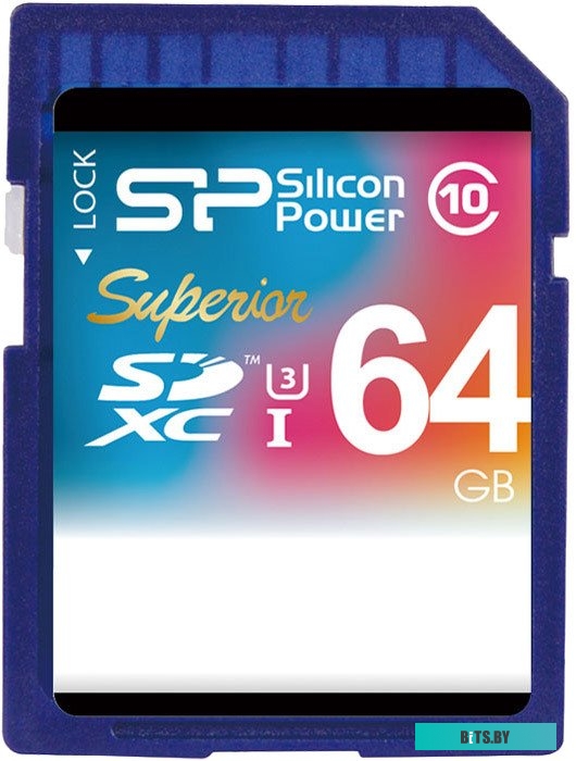 SP064GBSDXCU3V10 Флеш карта SD 64GB Silicon Power Superior Pro SDXC Class 10 UHS-I U3 90/80 Mb/s