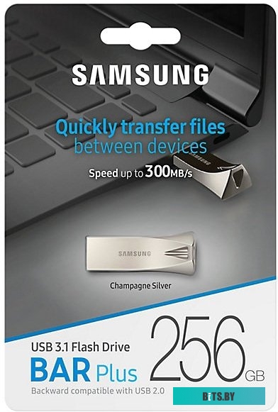 USB накопитель (Флешка) Samsung BAR Plus 256GB (серебристый) <MUF-256BE3/APC>