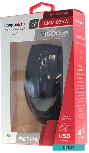 Мышь CrownMicro CMM-935 W Black