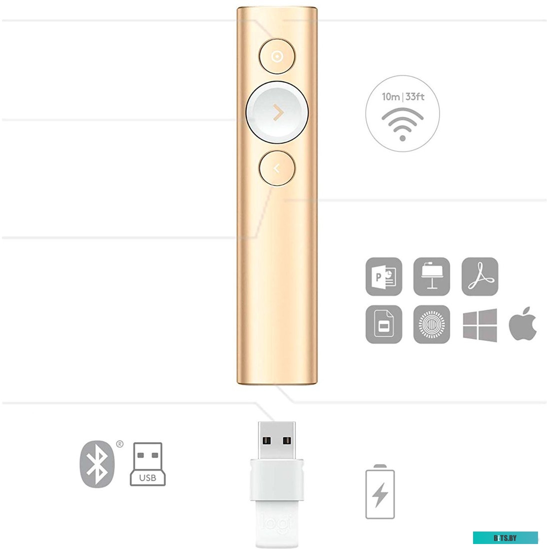 Пульт Logitech Spotlight (золотистый) <910-004862>