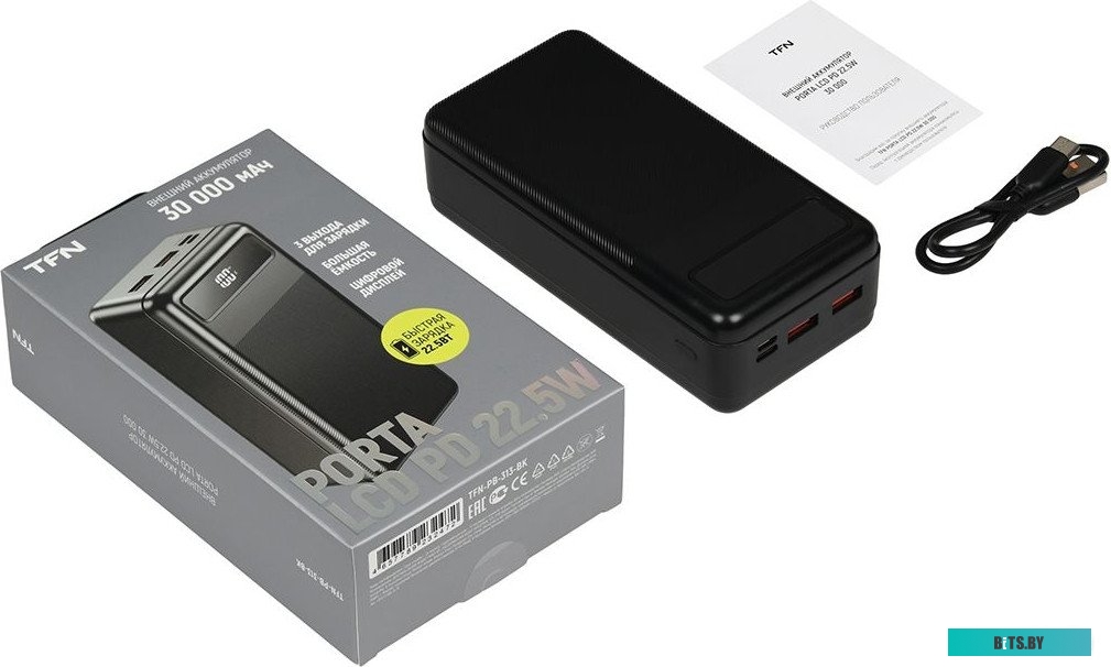 TFN-PB-313-BK Мобильный аккумулятор TFN Porta PB-313 30000mAh 5A черный (TFN-PB-313-BK)