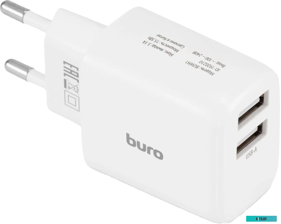 BUWH15S200WH Сетевое зар./устр. Buro BUWH1 15.5W 3.1A 2xUSB универсальное белый (BUWH15S200WH)