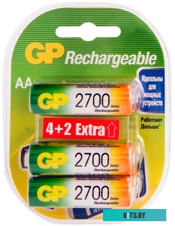 Аккумуляторная батарейка GP Rechargeable 2700AAHC4/2 AA NiMH 2700mAh (6шт)