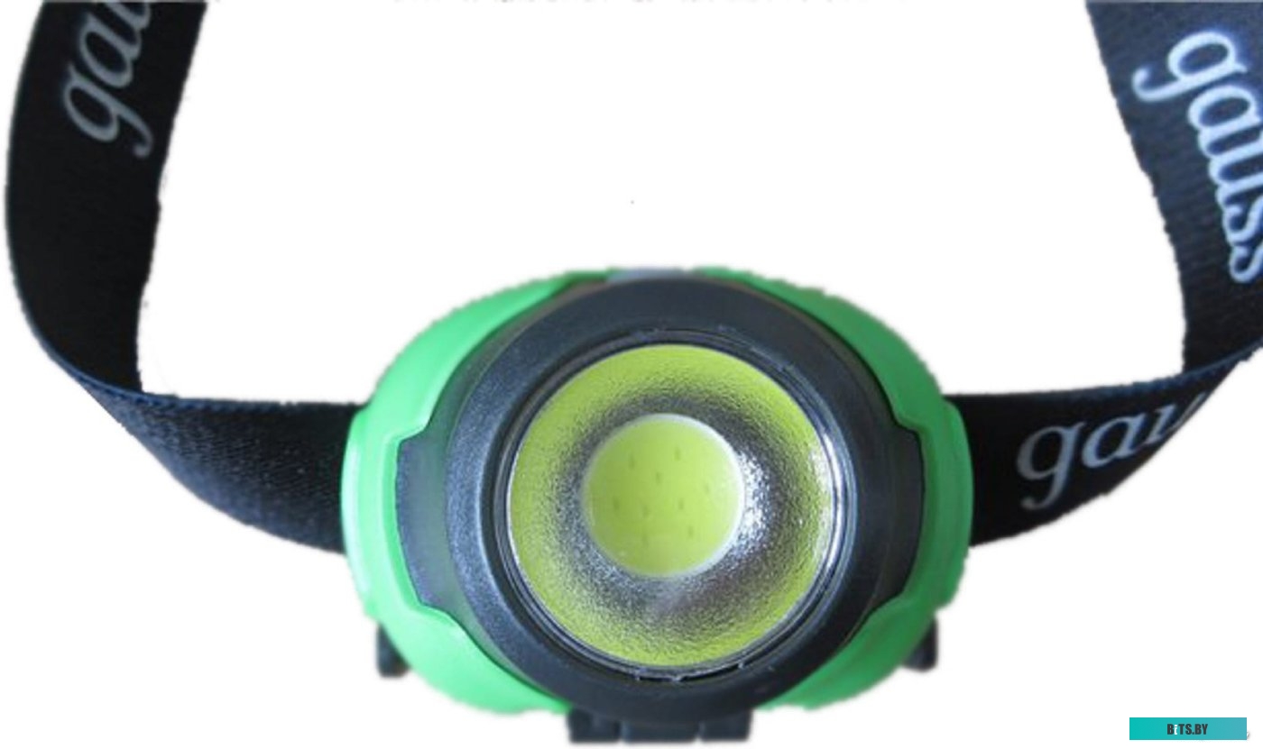 GF302 Фонарь налобный Gauss GFL302 черный/зеленый 3Вт лам.:светодиод. AAAx3 (GF302)