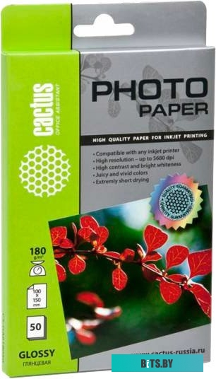 Фотобумага CACTUS Глянцевый A6 180 г/м2 50 листов (CS-GA618050)