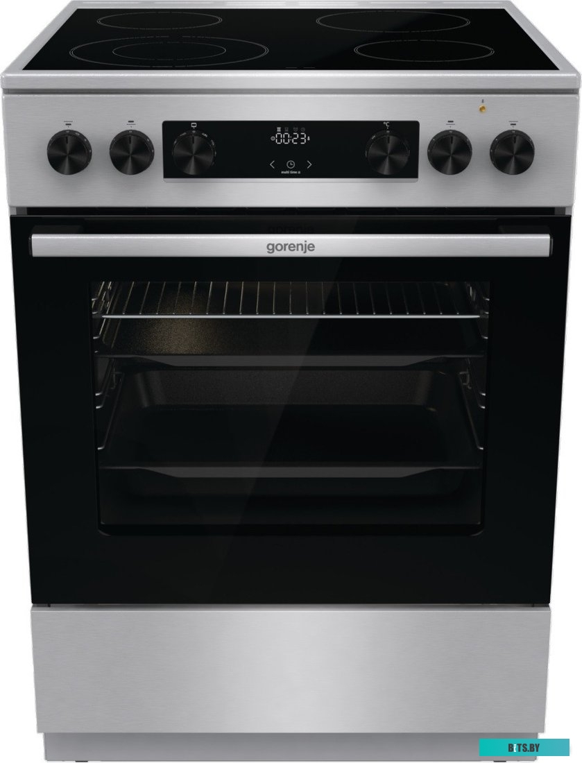 GECS6C70XC Электрическая плита Gorenje GECS6C70XC,  стеклокерамика,  без крышки,  нержавеющая сталь