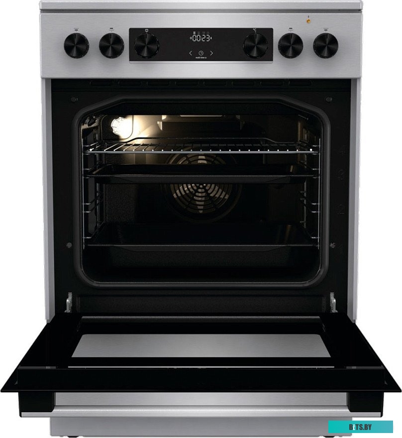 GECS6C70XC Электрическая плита Gorenje GECS6C70XC,  стеклокерамика,  без крышки,  нержавеющая сталь