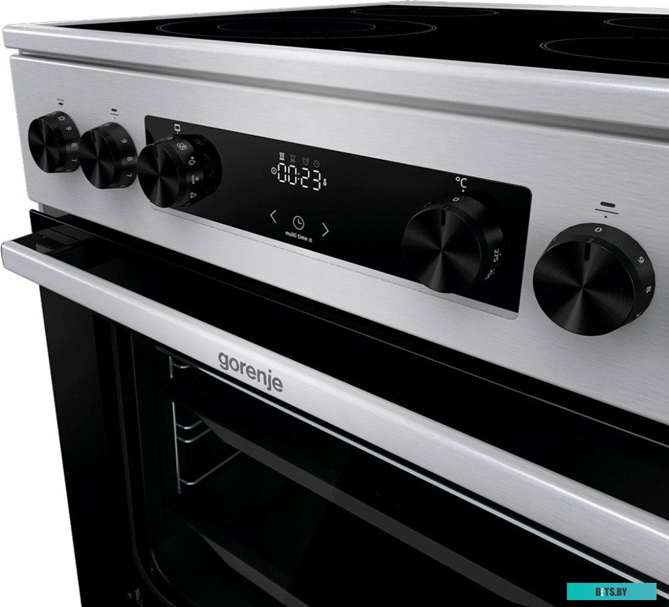 GECS6C70XC Электрическая плита Gorenje GECS6C70XC,  стеклокерамика,  без крышки,  нержавеющая сталь