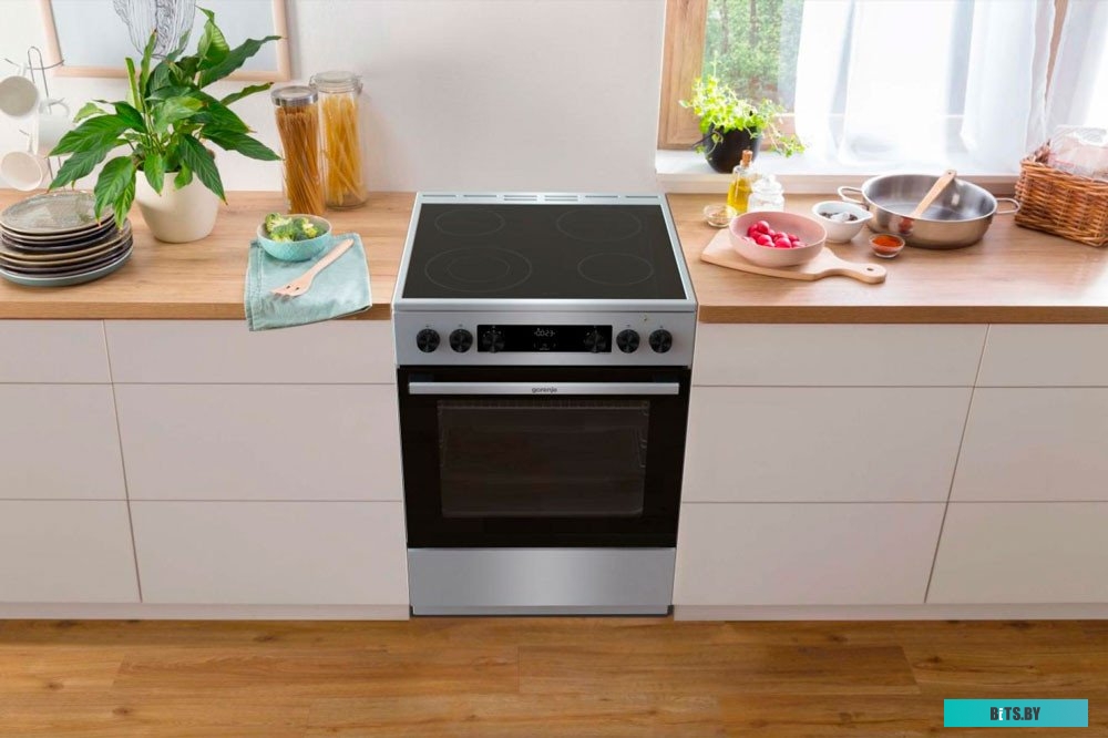 GECS6C70XC Электрическая плита Gorenje GECS6C70XC,  стеклокерамика,  без крышки,  нержавеющая сталь