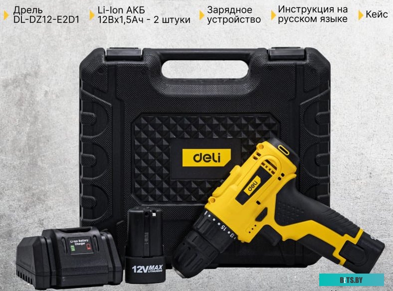 Deli DL-DZ12-E2D1 102880 (с 2-мя АКБ, кейс)