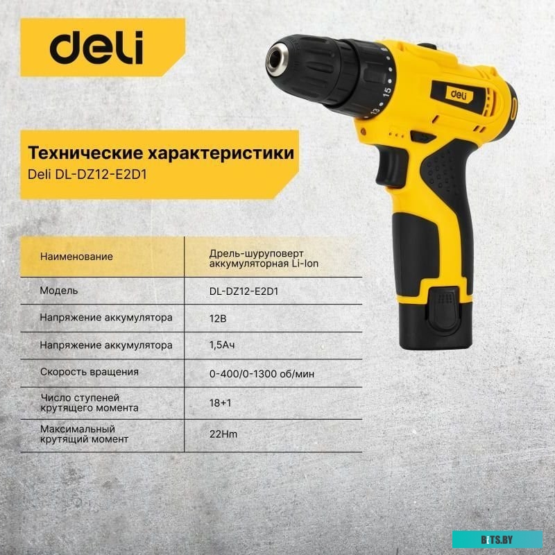 Deli DL-DZ12-E2D1 102880 (с 2-мя АКБ, кейс)