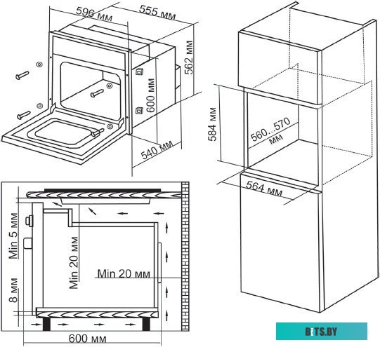 6006.03 BG Духовой шкаф Электрический Hyundai 6006.03 BG черное стекло