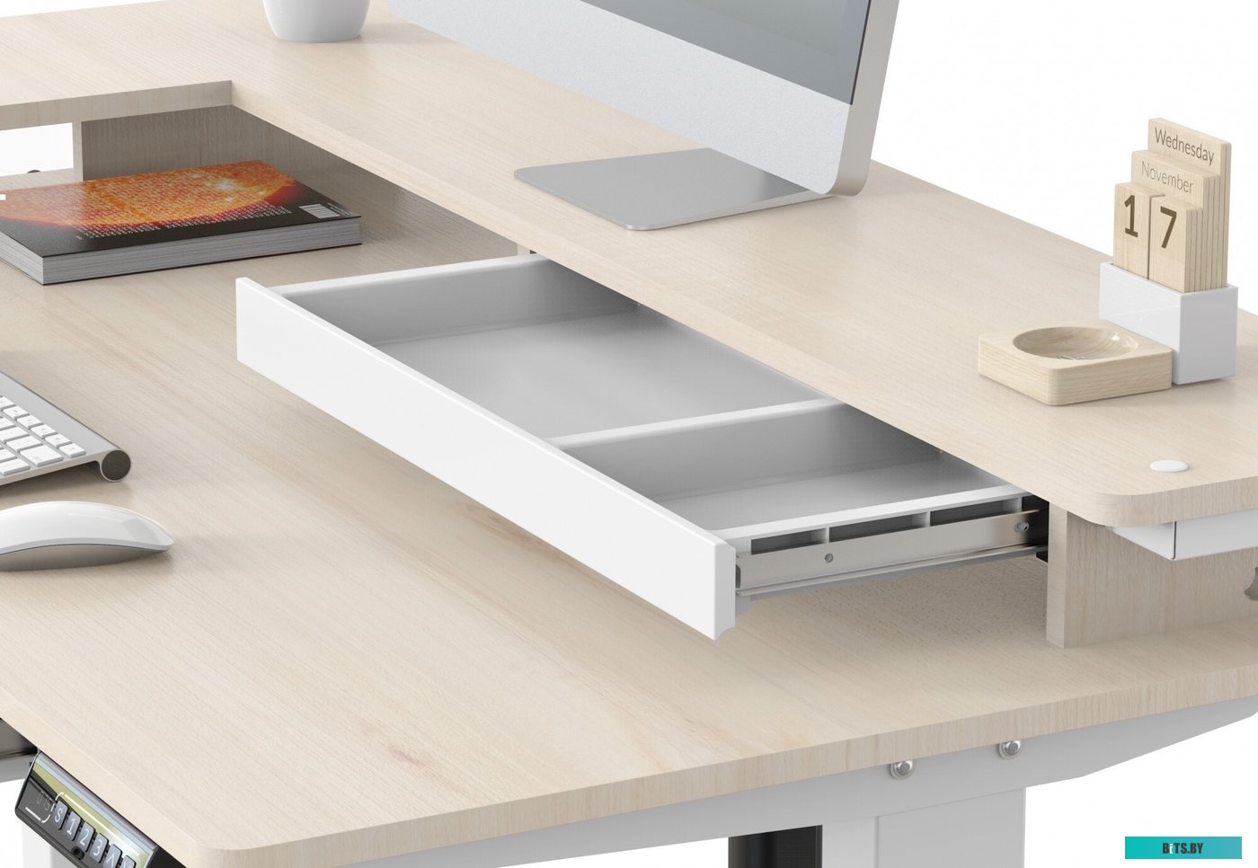 CS-EDL-DWT Стол для компьютера Cactus CS-EDL-DWT столешница ДСП светлый дуб каркас белый 120x71x60см