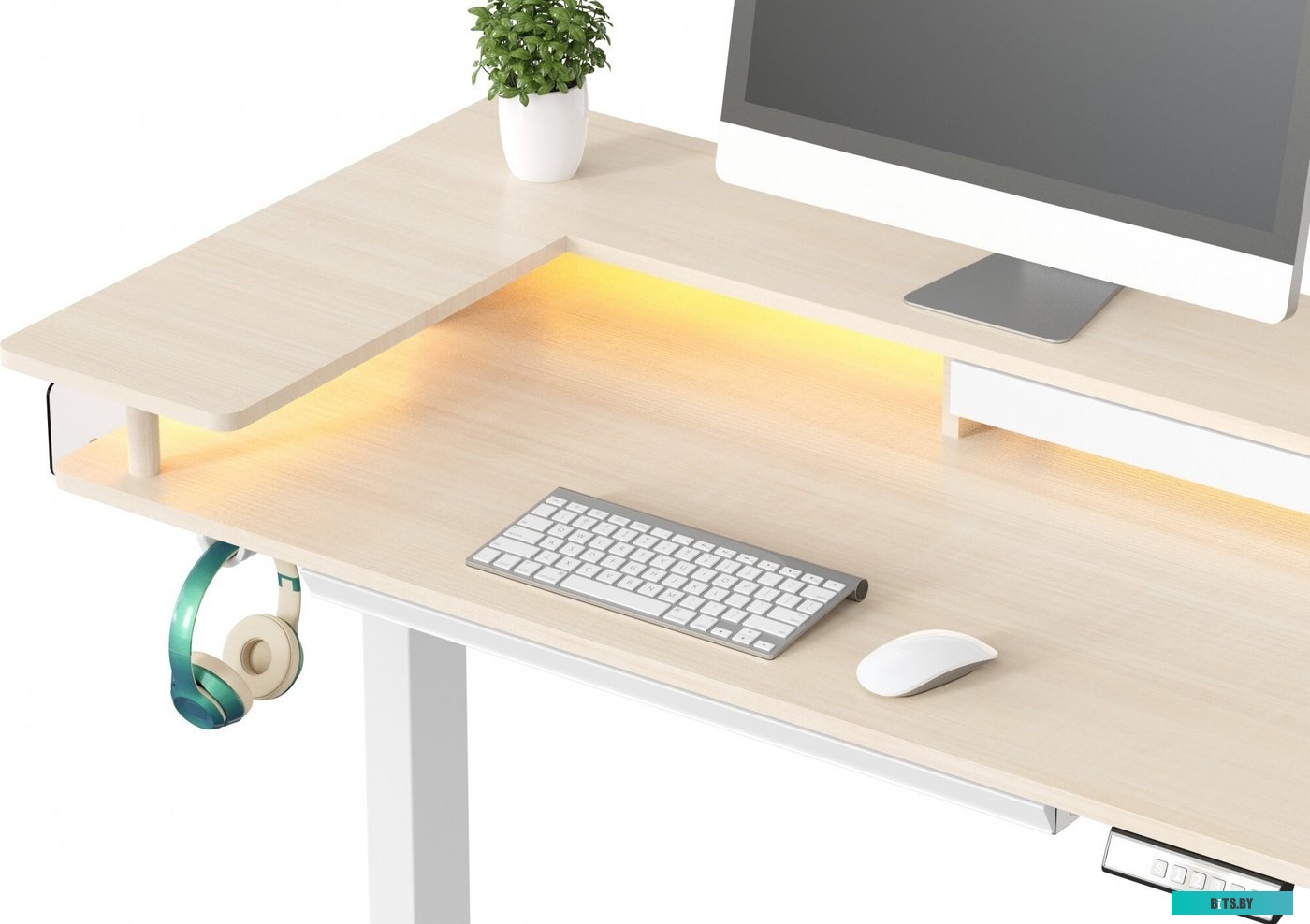 CS-EDL-DWT Стол для компьютера Cactus CS-EDL-DWT столешница ДСП светлый дуб каркас белый 120x71x60см