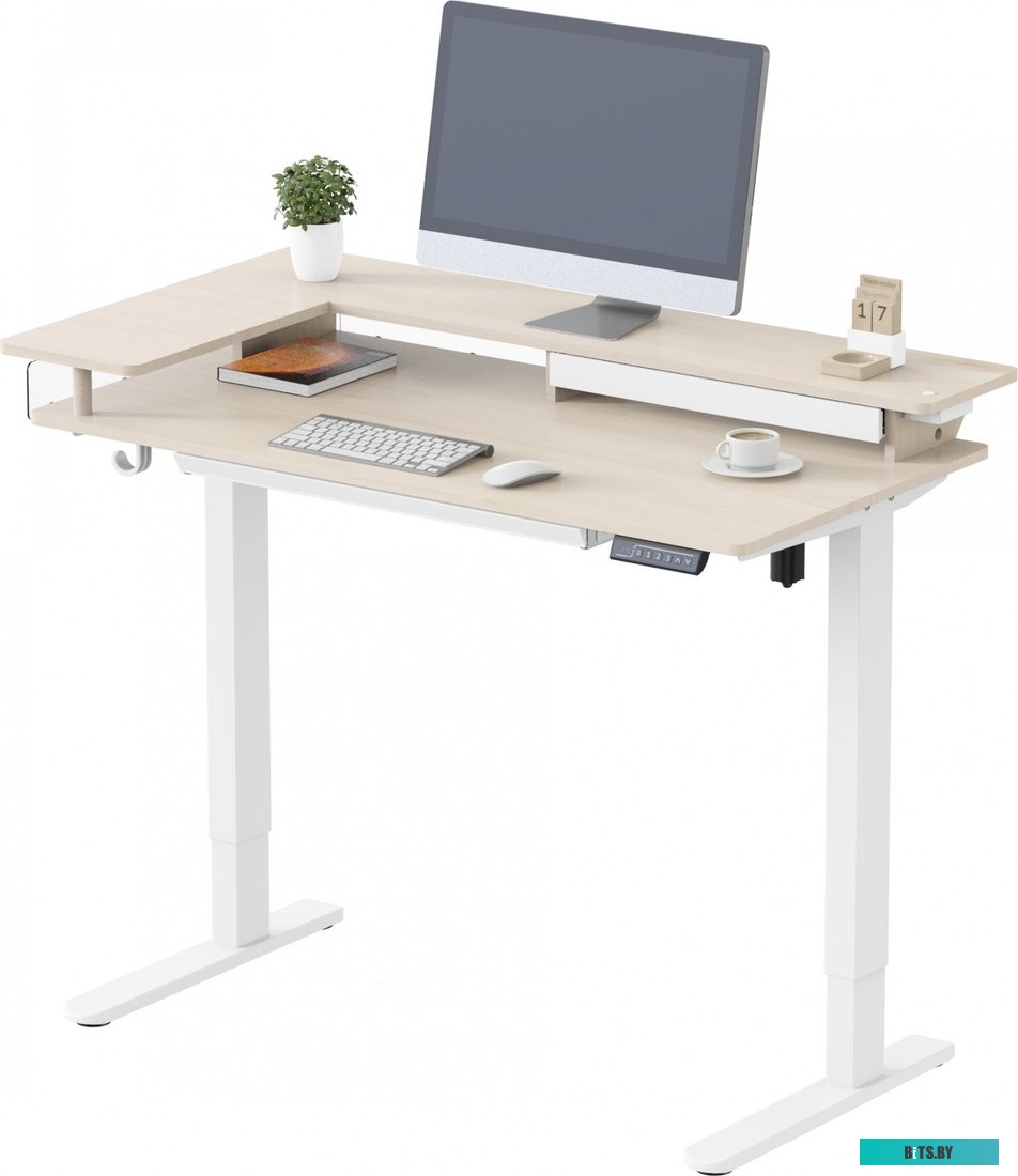 CS-EDL-DWT Стол для компьютера Cactus CS-EDL-DWT столешница ДСП светлый дуб каркас белый 120x71x60см